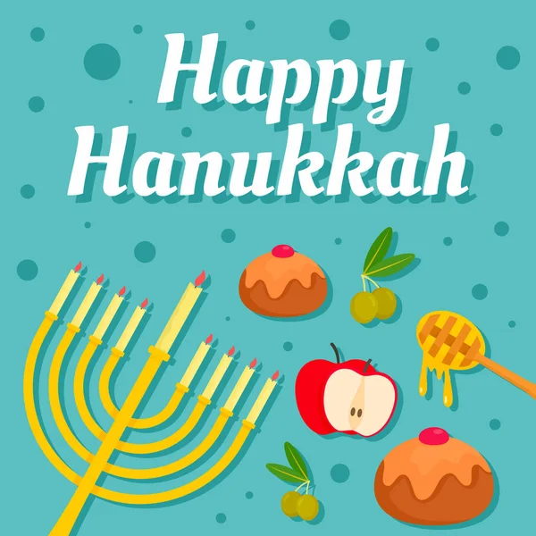 Happy hanukkah holiday concept background, flat style