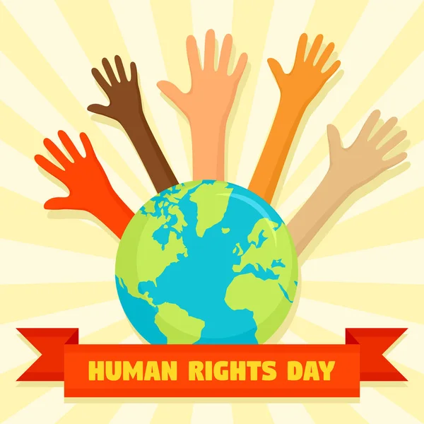 Día Mundial de los Derechos Humanos concepto de fondo, estilo plano — Vector de stock