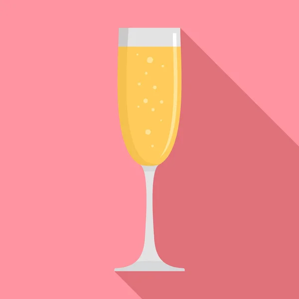 Icône champagne en verre, style plat — Image vectorielle