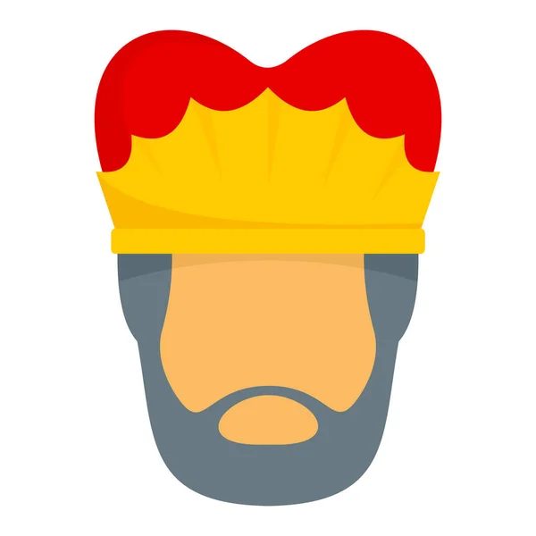 Royal king face icon, flat style — Stock Vector