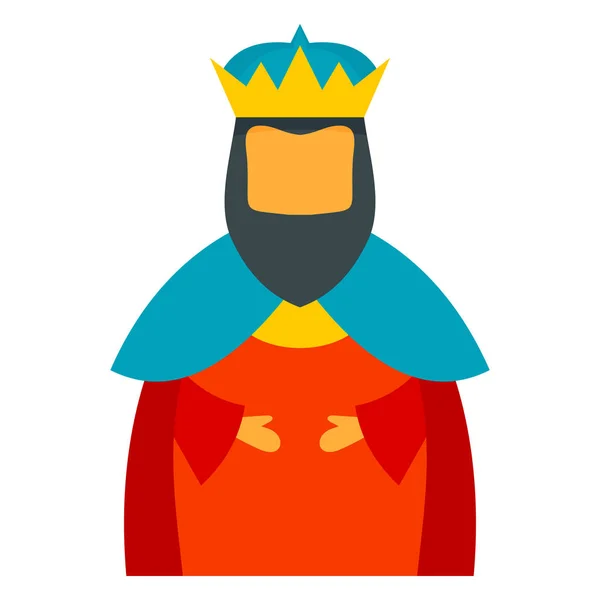 Christelijke epiphany koning pictogram, vlakke stijl — Stockvector