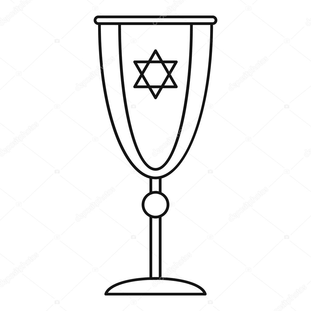 Jewish silver cup icon, outline style