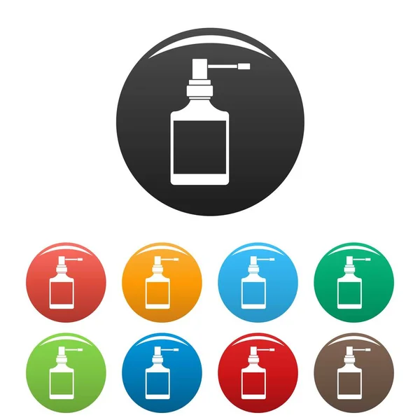Respiración spray botella iconos conjunto de color — Vector de stock