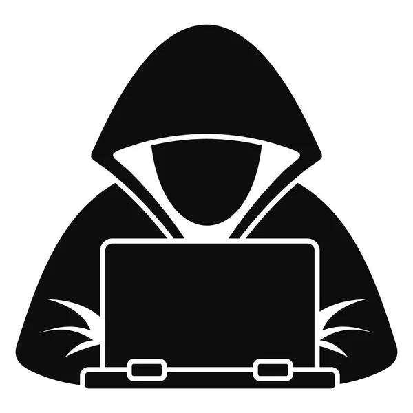 Hacker laptop pictogram, eenvoudige stijl — Stockvector