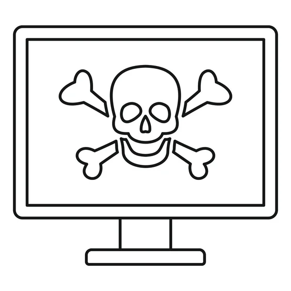 Számítógépes vírus támadás ikon, vázlat stílusában — Stock Vector