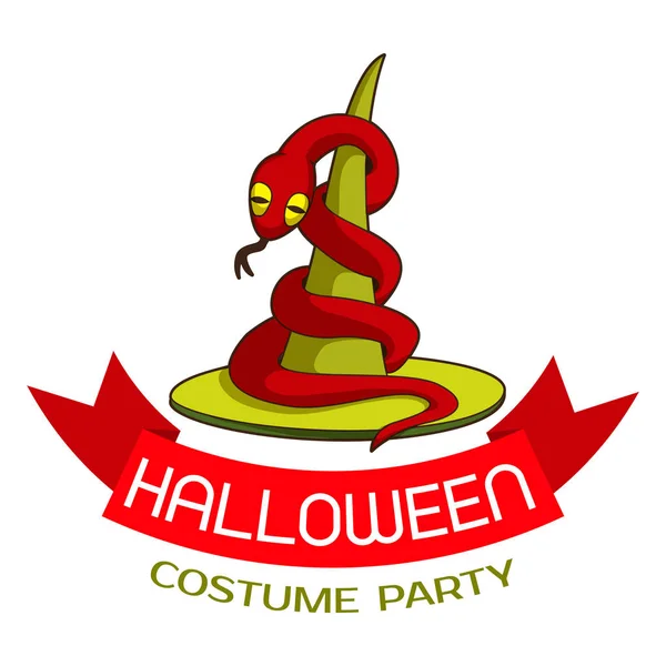 Traje de Halloween fiesta logo, estilo de dibujos animados — Vector de stock