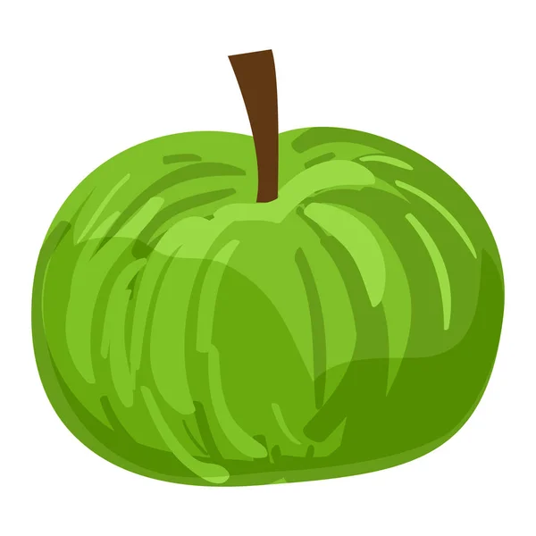 Grüne Öko-Apfel-Ikone im Cartoon-Stil — Stockvektor