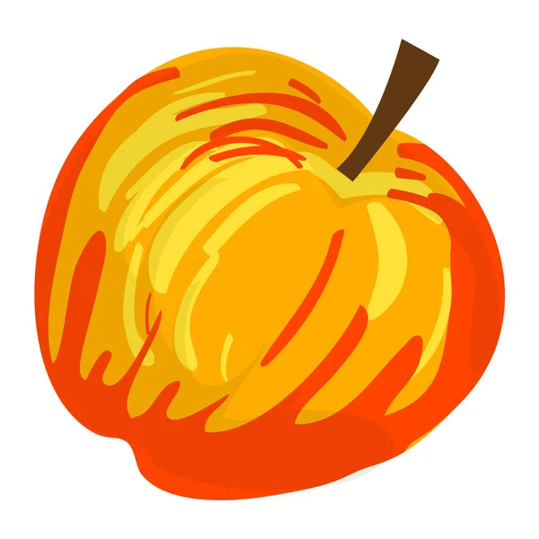 Icono de manzana roja amarilla, estilo de dibujos animados — Vector de stock