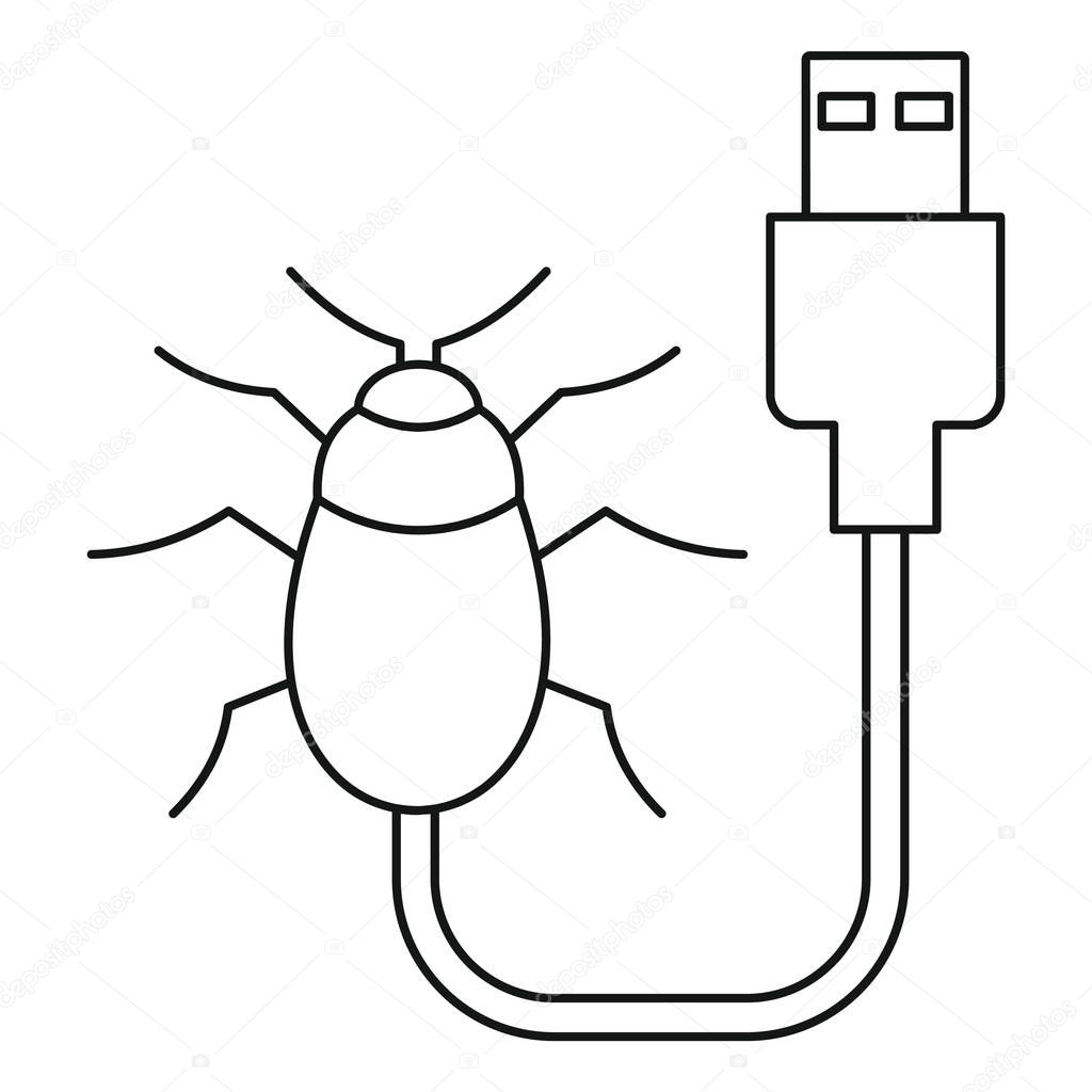 Usb bug icon, outline style