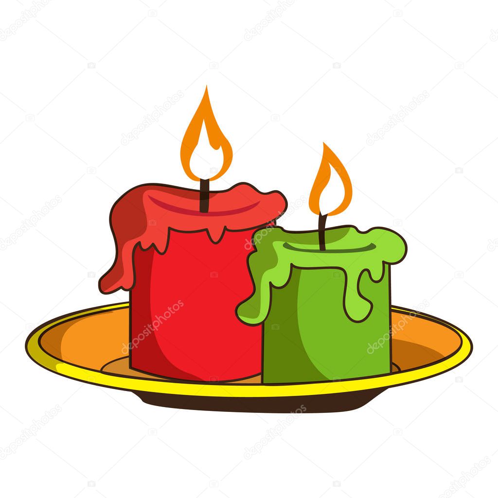 Halloween candle icon, cartoon style