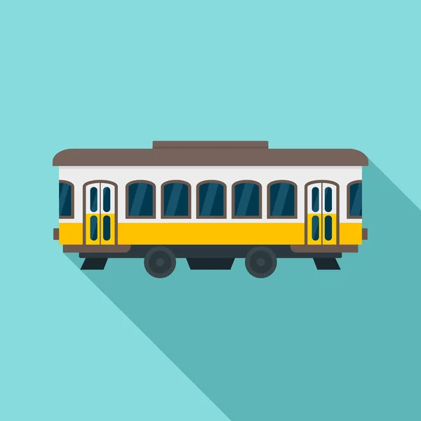 City old tram icon, flat style — Stock Vector