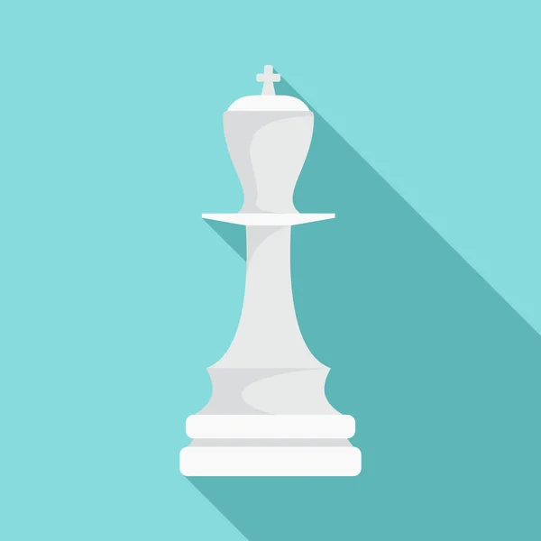 Icône roi des échecs blanc, style plat — Image vectorielle
