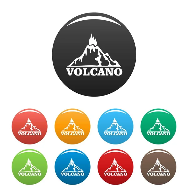 Fire volcano icons set color — Stock Vector