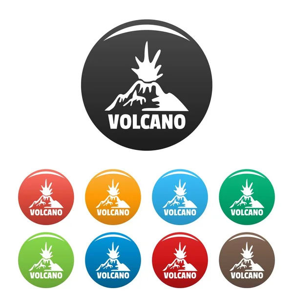 Erupting volcano icons set color — Stock Vector