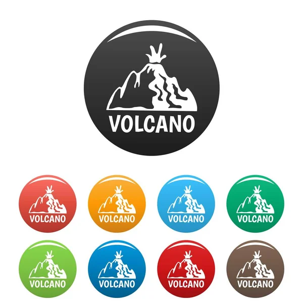 Active volcano icons set color — Stock Vector