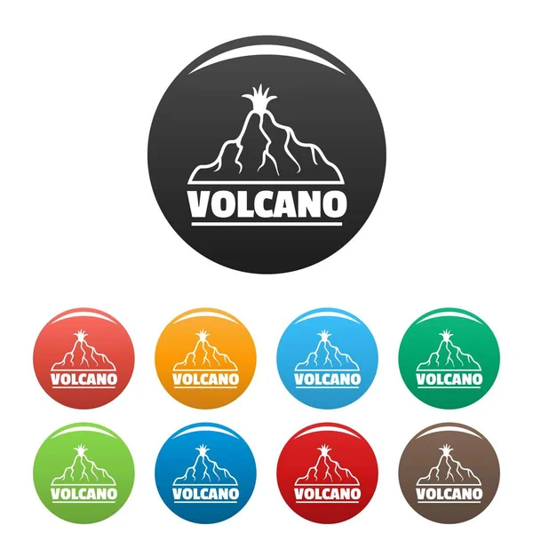 New volcano icons set color — Stock Vector