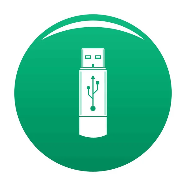 Portable flash drive ícone vetor verde — Vetor de Stock