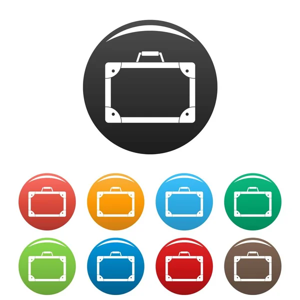 Travel suitcase icons set color — Stock Vector