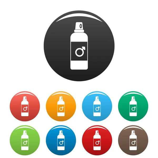 Conjunto de iconos de spray anticonceptivo masculino color — Vector de stock