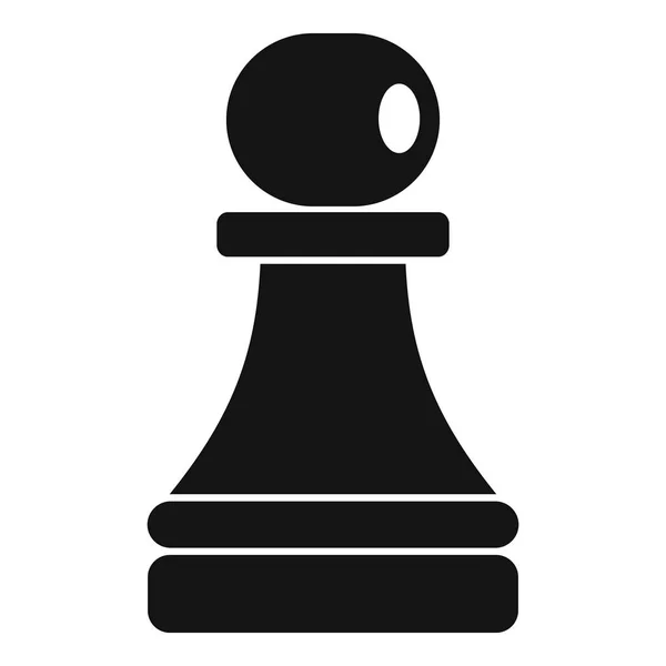 Zwarte pion stuk pictogram, eenvoudige stijl — Stockvector