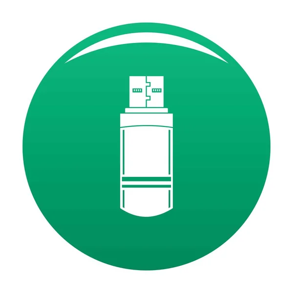 Pequeno flash drive ícone vetor verde — Vetor de Stock