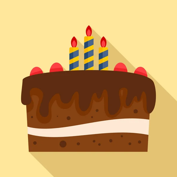Čokoládový dort ikona, plochý styl — Stockový vektor