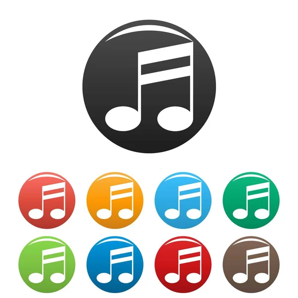 Conjunto Iconos Notas Música Doble Barra Vector Color Aislado Blanco — Vector de stock