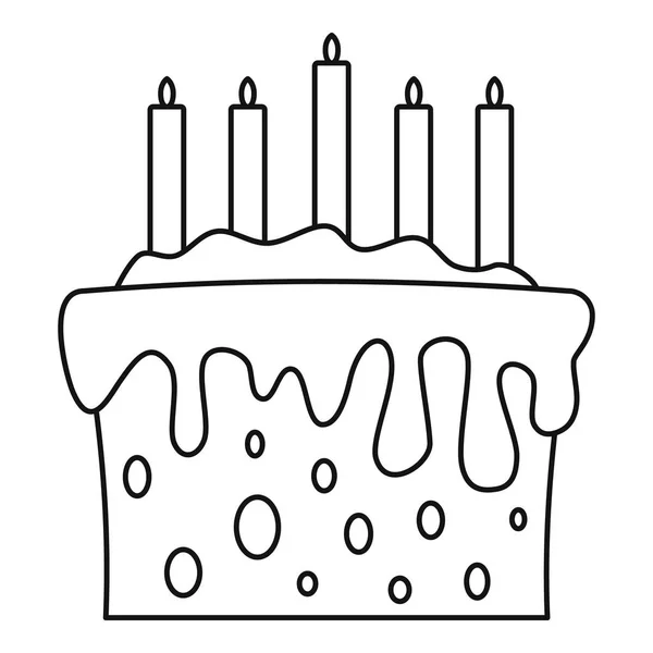 Icône gâteau cadeau, style contour — Image vectorielle