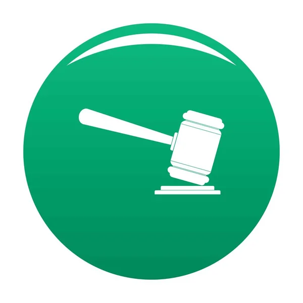 Juiz martelo ícone vetor verde — Vetor de Stock