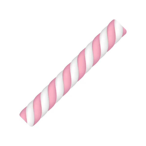 Pink striped marshmallow icon, realistic style — Stock Vector