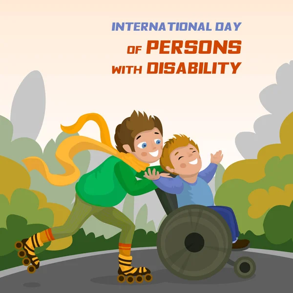 Międzynarodowy Dzień osób z niepełnosprawności koncepcja tło, stylu cartoon — Wektor stockowy