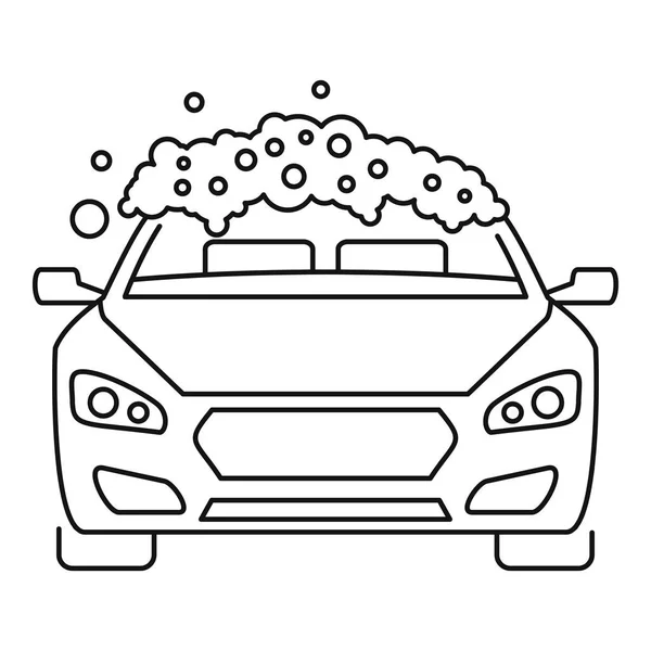 泡洗浄車アイコン、アウトラインのスタイル — ストックベクタ