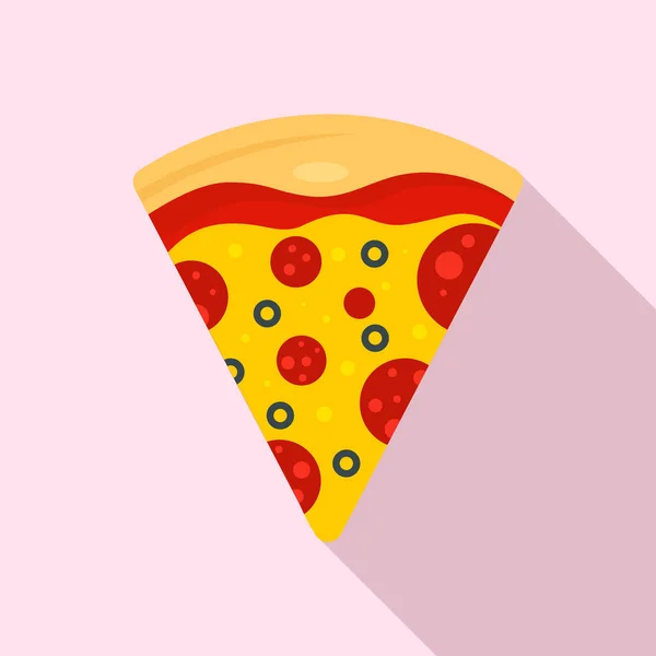 Свіжий шматочок піци значок, плоский стиль — стоковий вектор