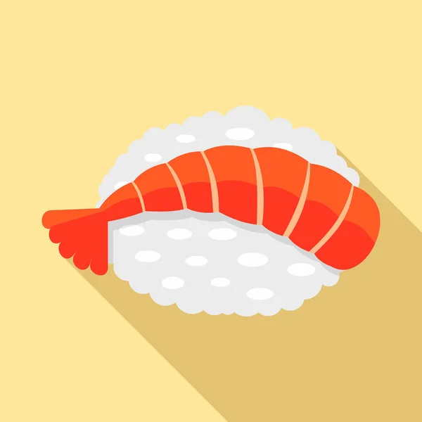 Icon σούσι γαρίδες Ebi, επίπεδη στυλ — Διανυσματικό Αρχείο