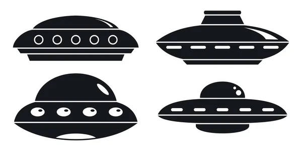 Conjunto de ícones de navio UFO, estilo simples — Vetor de Stock