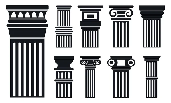 Ensemble d'icônes de colonne, style simple — Image vectorielle