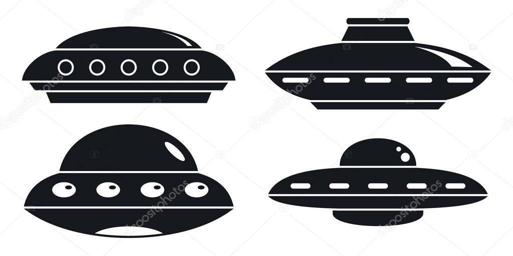 UFO ship icon set, simple style