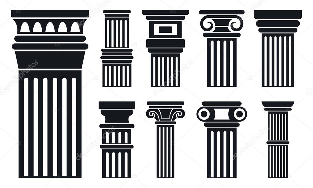 Column icon set, simple style
