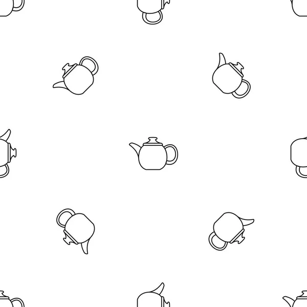 Steel teapot pattern seamless vector — Stock Vector