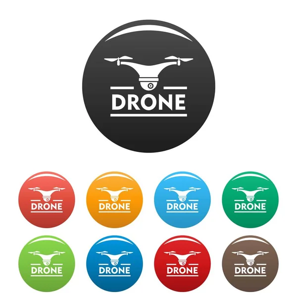 Moderne drone pictogrammen instellen kleur — Stockvector