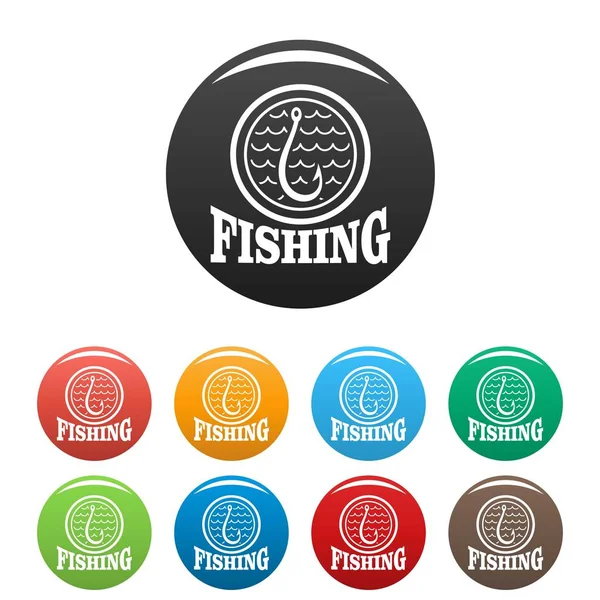 Колір набору значків гачка для риболовлі — стоковий вектор