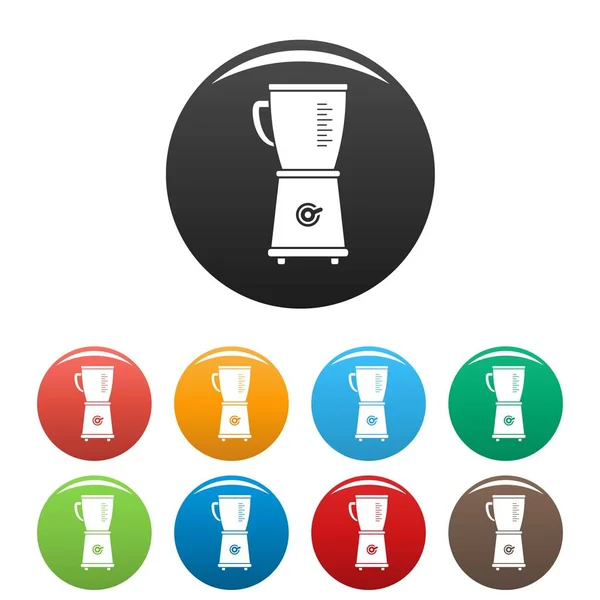Icônes mélangeur alimentaire définir la couleur — Image vectorielle
