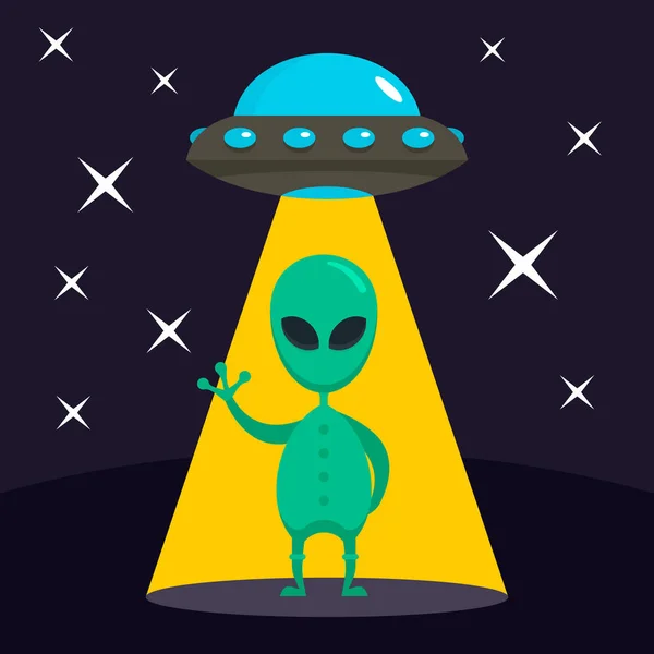 Bonjour de fond concept alien, style plat — Image vectorielle