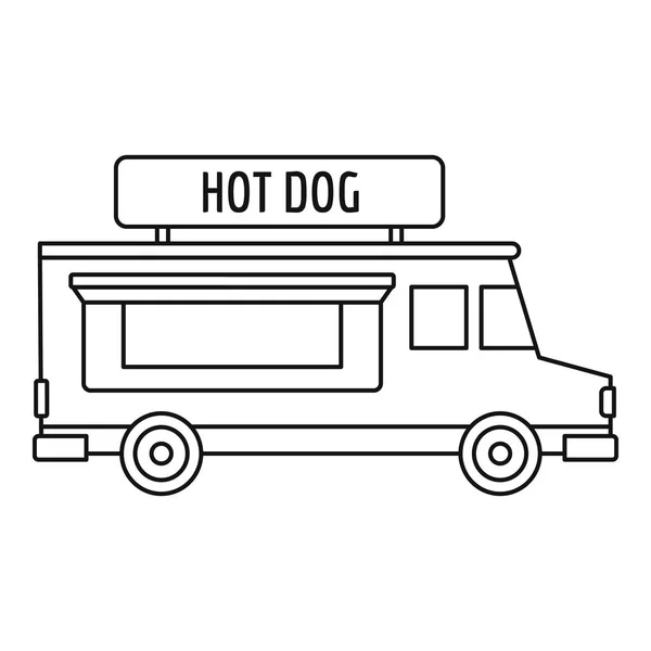 Hot dog icône de camion, style contour — Image vectorielle