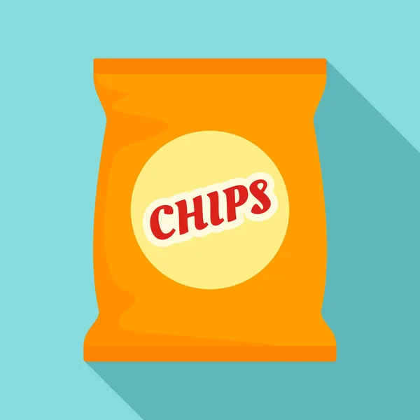Yellow chips pack icon, flat style — Stock Vector