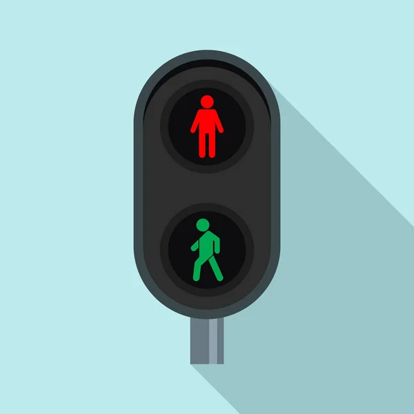 Város gyalogos közlekedési lámpák ikon, lapos stílusú — Stock Vector