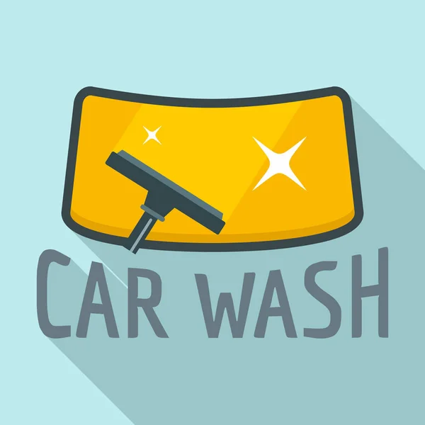 Car wash wind glas logo, vlakke stijl — Stockvector