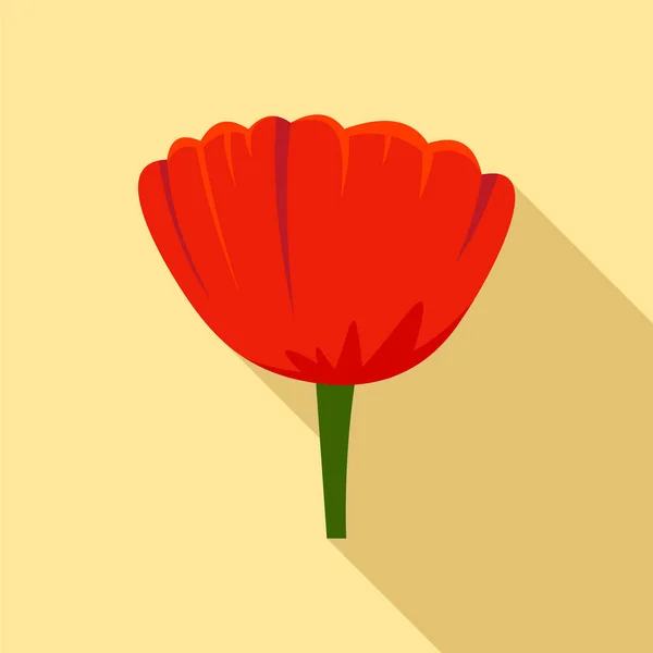 Icône de fleur de pavot de beauté, style plat — Image vectorielle