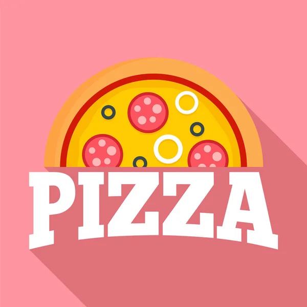 Pizza margarita logo, płaski — Wektor stockowy