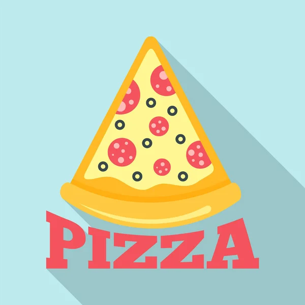Логотип пиццы с салями, плоский стиль — стоковый вектор